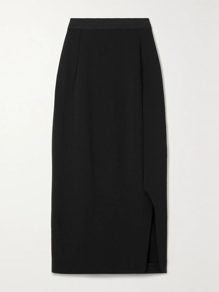  Fforme Fforme - Sabreen Wool-blend Gabardine Midi Skirt - Black 