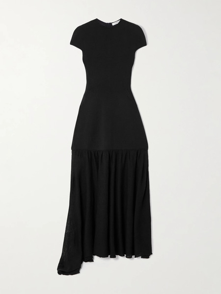  Fforme Fforme - Sienna Asymmetric Wool-blend Maxi Dress - Black 