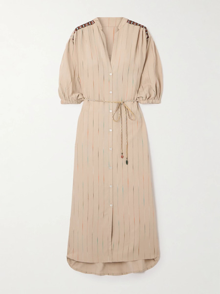  Fortela Fortela - Belted Appliquéd Embroidered Woven Midi Dress - Off-white 