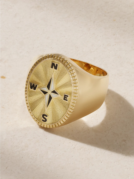  Foundrae Foundrae - Internal Compass 18-karat Gold And Enamel Signet Ring - 8 