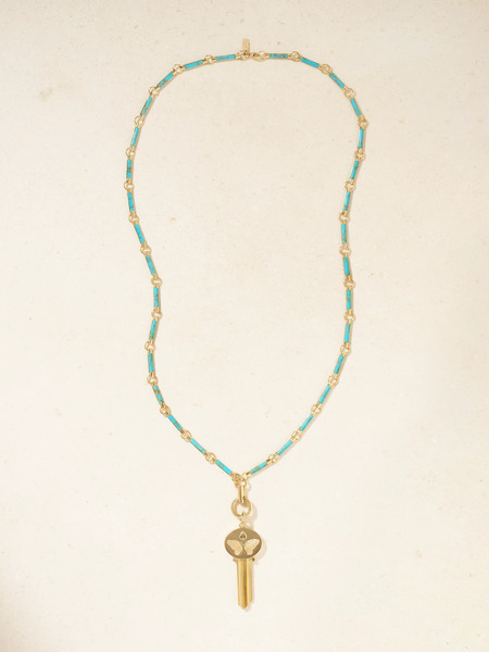  Foundrae Foundrae - Reverie 18-karat Gold, Turquoise And Diamond Necklace - Blue 