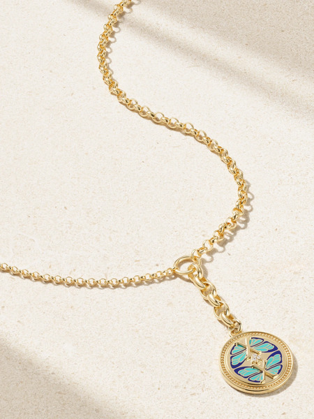  Foundrae Foundrae - Reverie Medium Mixed Belcher Extension 18-karat Gold And Ceramic Diamond Necklace - One Size 