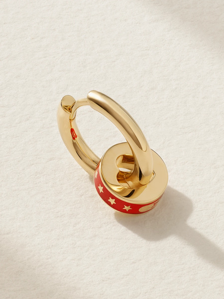  Foundrae Foundrae - Strength Heart Beat Small 18-karat Gold And Ceramic Single Hoop Earring - One Size 