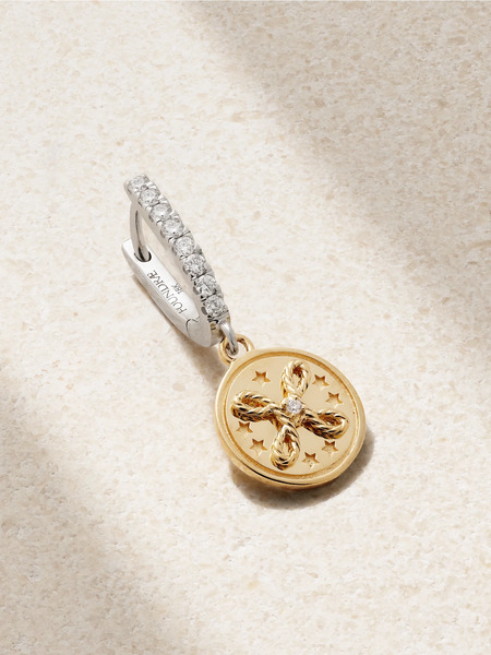  Foundrae Foundrae - True Love Mini Medallion 18-karat Yellow And White Gold Diamond Single Earring - One Size 