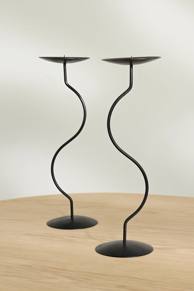  Fourth Street Fourth Street - Dancing Duo Set Of Two Iron Candlesticks - Black 