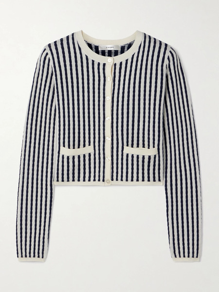  Frame Frame - Cable-knit Cashmere And Silk-blend Cardigan - Off-white 