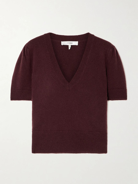  Frame Frame - Gathered Recycled-cashmere Sweater - Crimson 