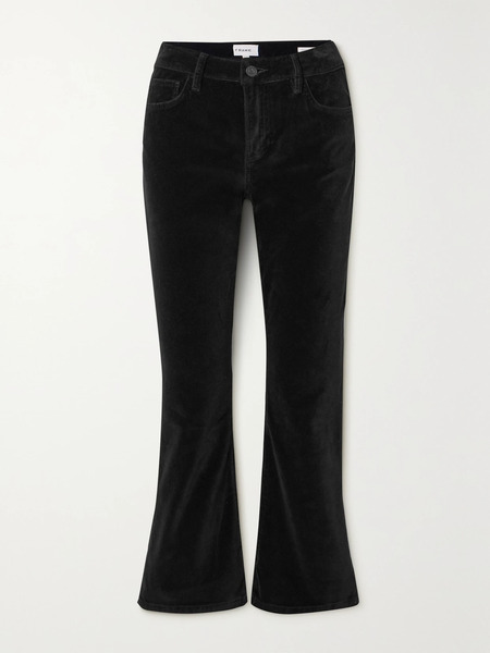  Frame Frame - Le Crop Mini Boot Velvet Bootcut Pants - Black 