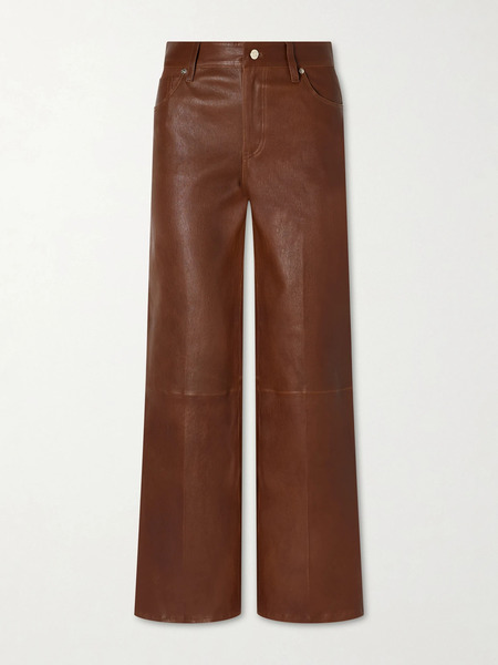  Frame Frame - Le Slim Palazzo Paneled Leather Flared Pants - Brown 
