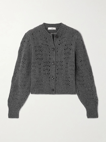  Frame Frame - Open-knit Merino Wool Cardigan - Dark Gray 