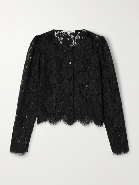  Frame Frame - Organic Cotton-blend Lace Blouse - Black 