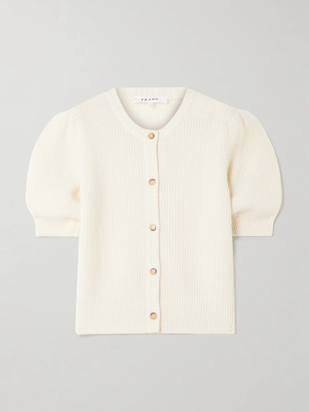  Frame Frame - Ribbed Wool And Cashmere-blend Cardigan - Cream 
