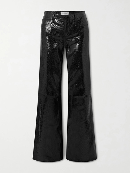  Frame Frame - Rodeo Croc-effect Leather Flared Pants - Black 