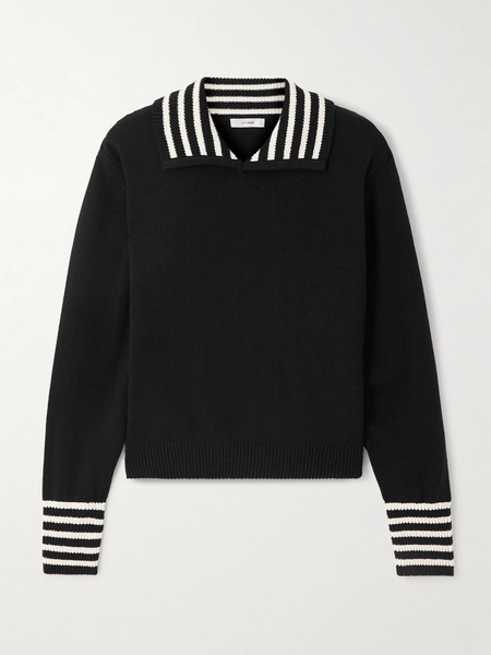  Frame Frame - Sailor Striped Cotton-blend Sweater - Black 