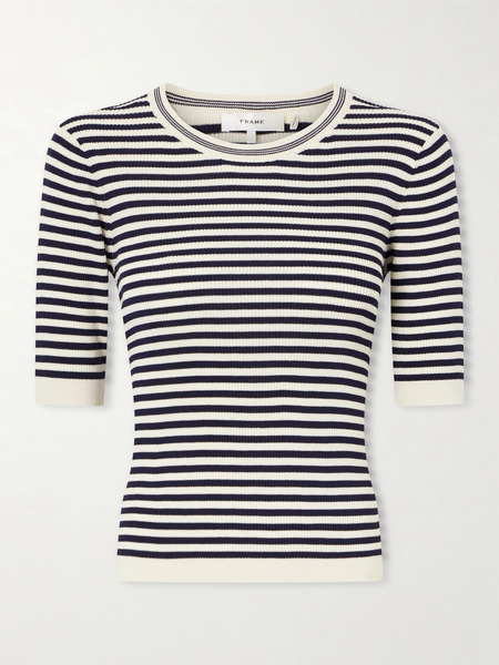  Frame Frame - Striped Cotton-blend T-shirt - Black 