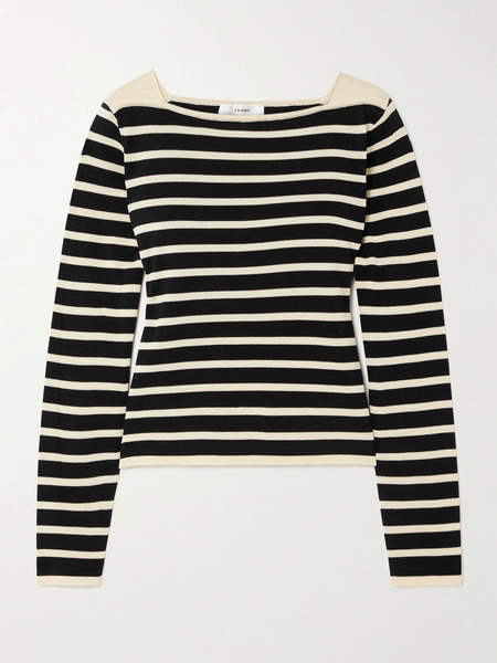  Frame Frame - Striped Cotton Sweater - Black 