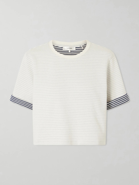  Frame Frame - Striped Cuff Pima Cotton T-shirt - Cream 