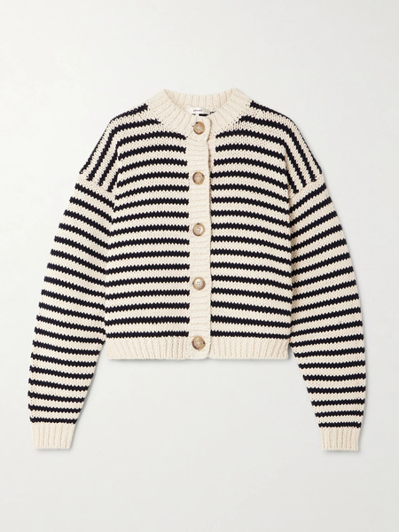  Frame Frame - The Chunky Femme Striped Cotton Cardigan - Cream 