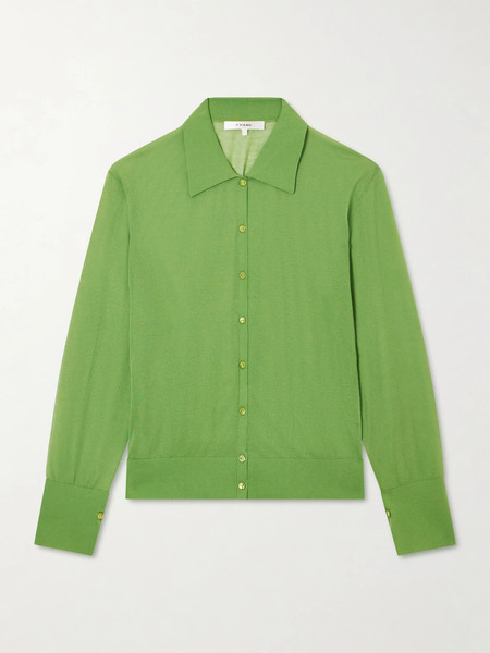  Frame Frame - The Collared Cardi Cotton-blend Cardigan - Green 