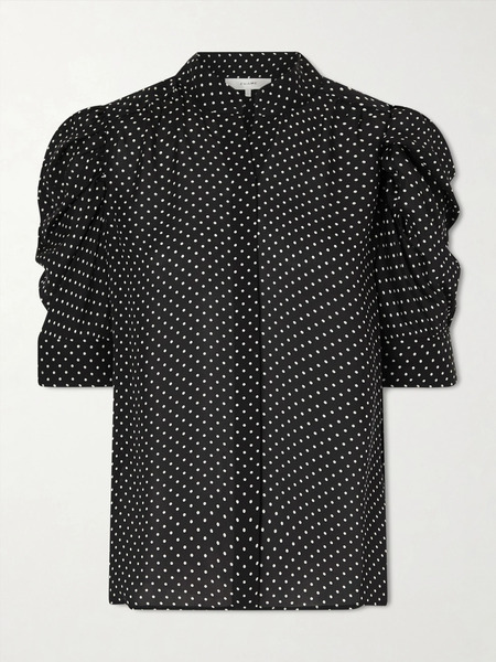  Frame Frame - The Gillian Polka-dot Silk-voile Blouse - Black 