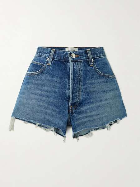  Frame Frame - The Hang Distressed Denim Shorts - Dark Denim 