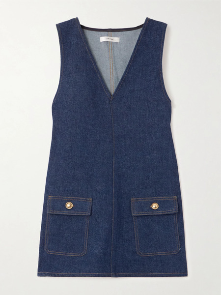  Frame Frame - The Pinafore Paneled Denim Mini Dress - Dark Denim 