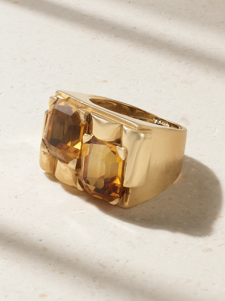  Fred Leighton Fred Leighton - Retro 18-karat Gold Citrine Pinky Ring - 3 1/2 