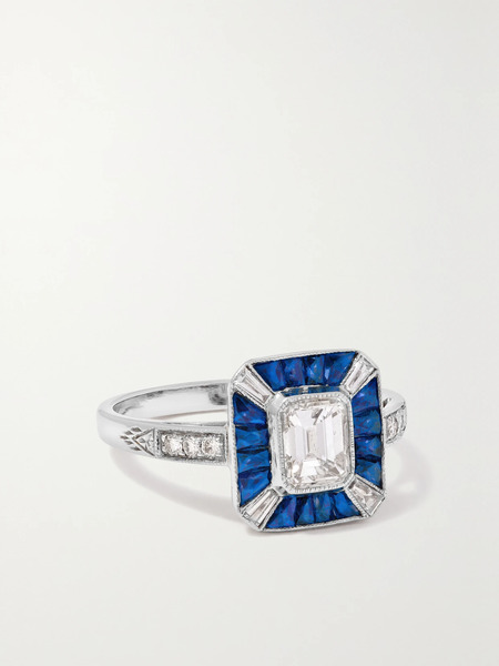  Fred Leighton Fred Leighton - White Gold, Sapphire And Diamond Ring - 6 1/2 