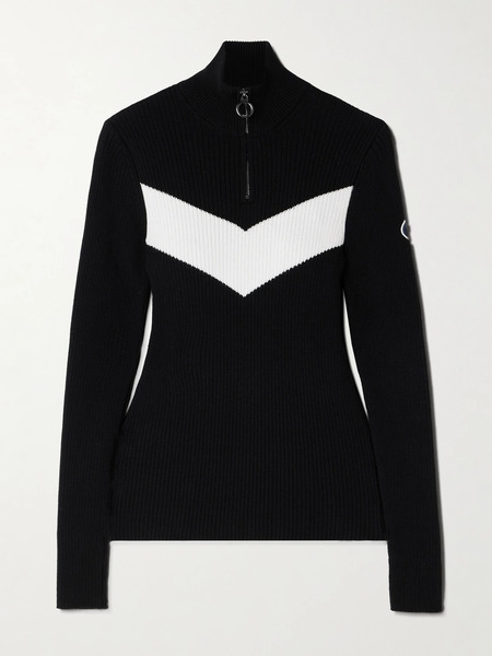  Fusalp Fusalp - Andromede Striped Ribbed-knit Half-zip Sweater - Black 