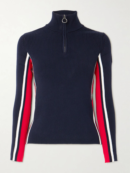  Fusalp Fusalp - Deltanao Striped Ribbed-knit Half-zip Sweater - Navy 