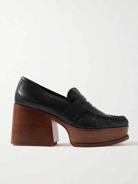  Gabriela Hearst Gabriela Hearst - Augusta Textured-leather Platform Loafers - Black 