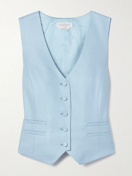  Gabriela Hearst Gabriela Hearst - Coleridge Wool, Silk And Linen-blend Vest - Light Blue 