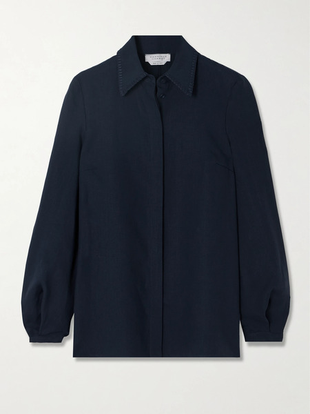 Gabriela Hearst Gabriela Hearst - Delmer Whipstitched Linen Blouse - Navy 