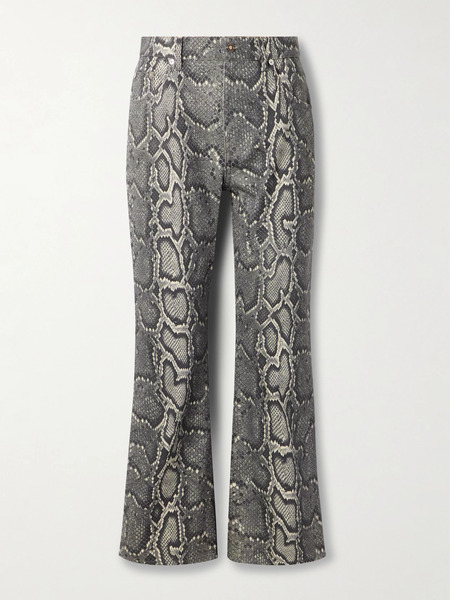  Gabriela Hearst Gabriela Hearst - Ezra Snake-print Recycled Mid-rise Bootcut Jeans - Gray 