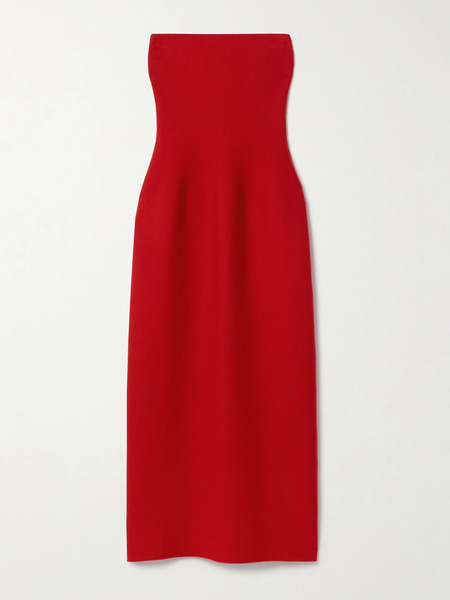  Gabriela Hearst Gabriela Hearst - Immanuel Strapless Wool Maxi Dress - Red 