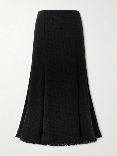  Gabriela Hearst Gabriela Hearst - Patterson Frayed Wool And Cashmere-blend Midi Skirt - Black 