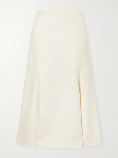  Gabriela Hearst Gabriela Hearst - Patterson Frayed Wool And Cashmere-blend Midi Skirt - Ivory 