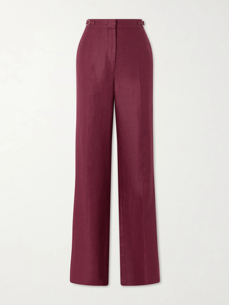  Gabriela Hearst Gabriela Hearst - Vesta Wool, Silk And Linen-blend Flared Pants - Burgundy 