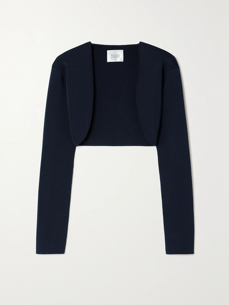  Galvan Galvan - Atalanta Cropped Ribbed Stretch-knit Cardigan - Midnight Blue 