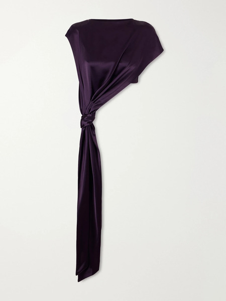  Galvan Galvan - Auriga Cropped Satin Top - Dark Purple 
