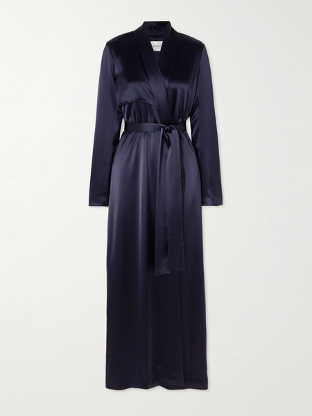  Galvan Galvan - Belted Satin Trench Coat - Navy 