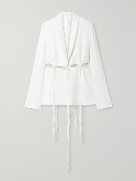  Galvan Galvan - Ellipse Cutout Satin-trimmed Crepe Blazer - White 