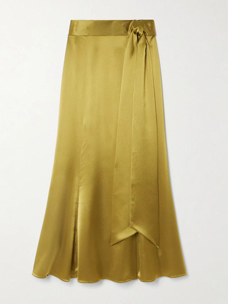  Galvan Galvan - Erika Satin Midi Wrap Skirt - Green 