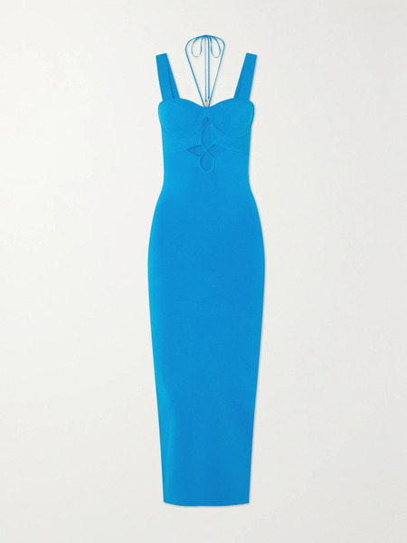  Galvan Galvan - Kali Cutout Stretch-knit Midi Dress - Blue 