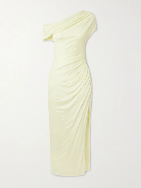  Galvan Galvan - Off-the-shoulder Draped Stretch-jersey Maxi Dress - Pastel Yellow 