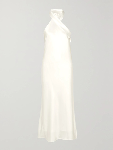  Galvan Galvan - Pandora Satin Halterneck Midi Dress - Ivory 