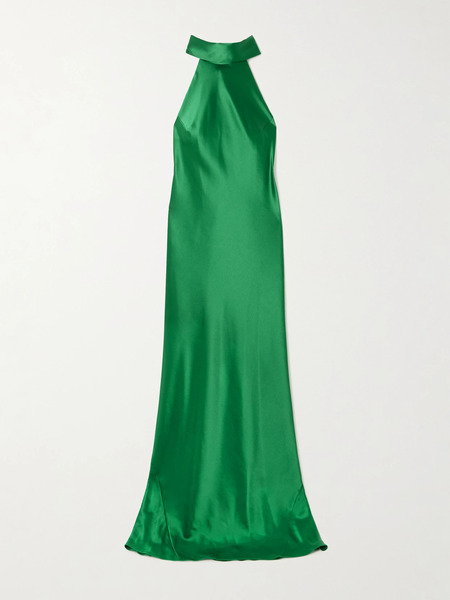  Galvan Galvan - Sienna Satin Halterneck Gown - Emerald 