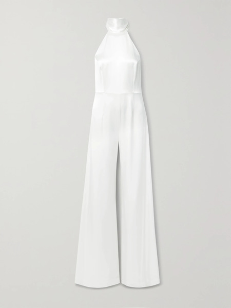  Galvan Galvan - Sienna Satin Halterneck Jumpsuit - White 