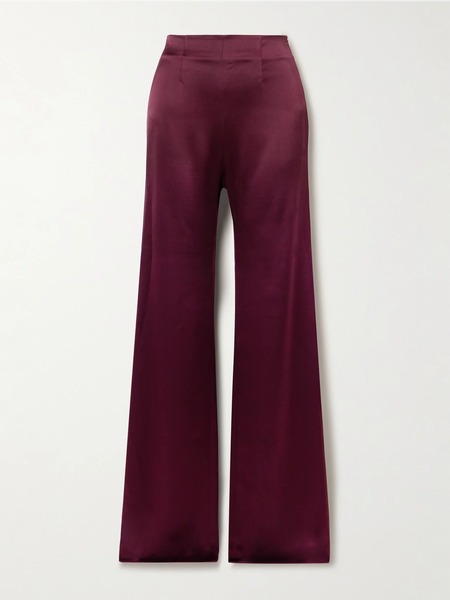  Galvan Galvan - Sister Moon Satin Wide-leg Pants - Burgundy 