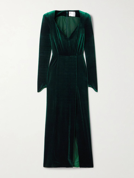  Galvan Galvan - Stretch-velvet Gown - Dark Green 
